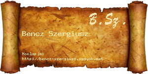 Bencz Szergiusz névjegykártya